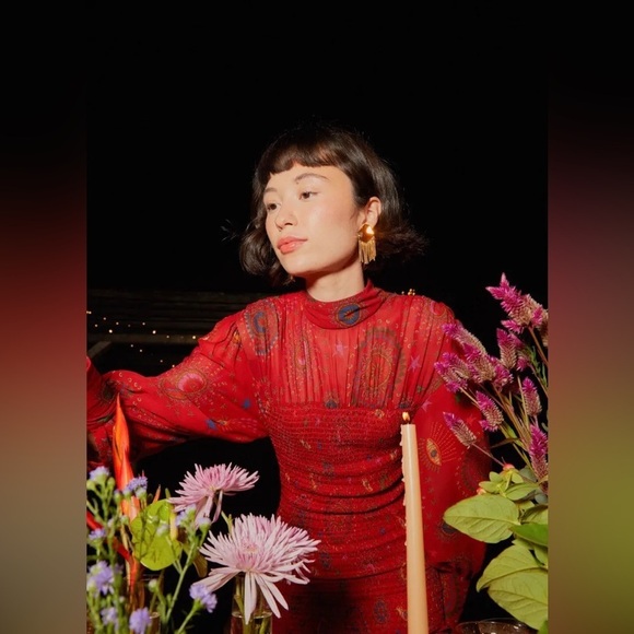 FARM Rio Red Mystic Night Midi Dress In Mystic Night size small - Picture 5 of 16